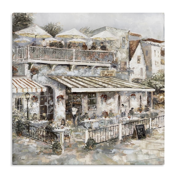 Stupell Industries Victorian Town Café Patio Canvas Art, 17 x 17, by Ruane Manning