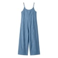 thumbnail image 4 of YuXingFu Jumpsuits for Women Casual Petite Women Spring and Summer Solid Color with Pockets Wide Legs Jumpsuit Sky Blue S, 4 of 6