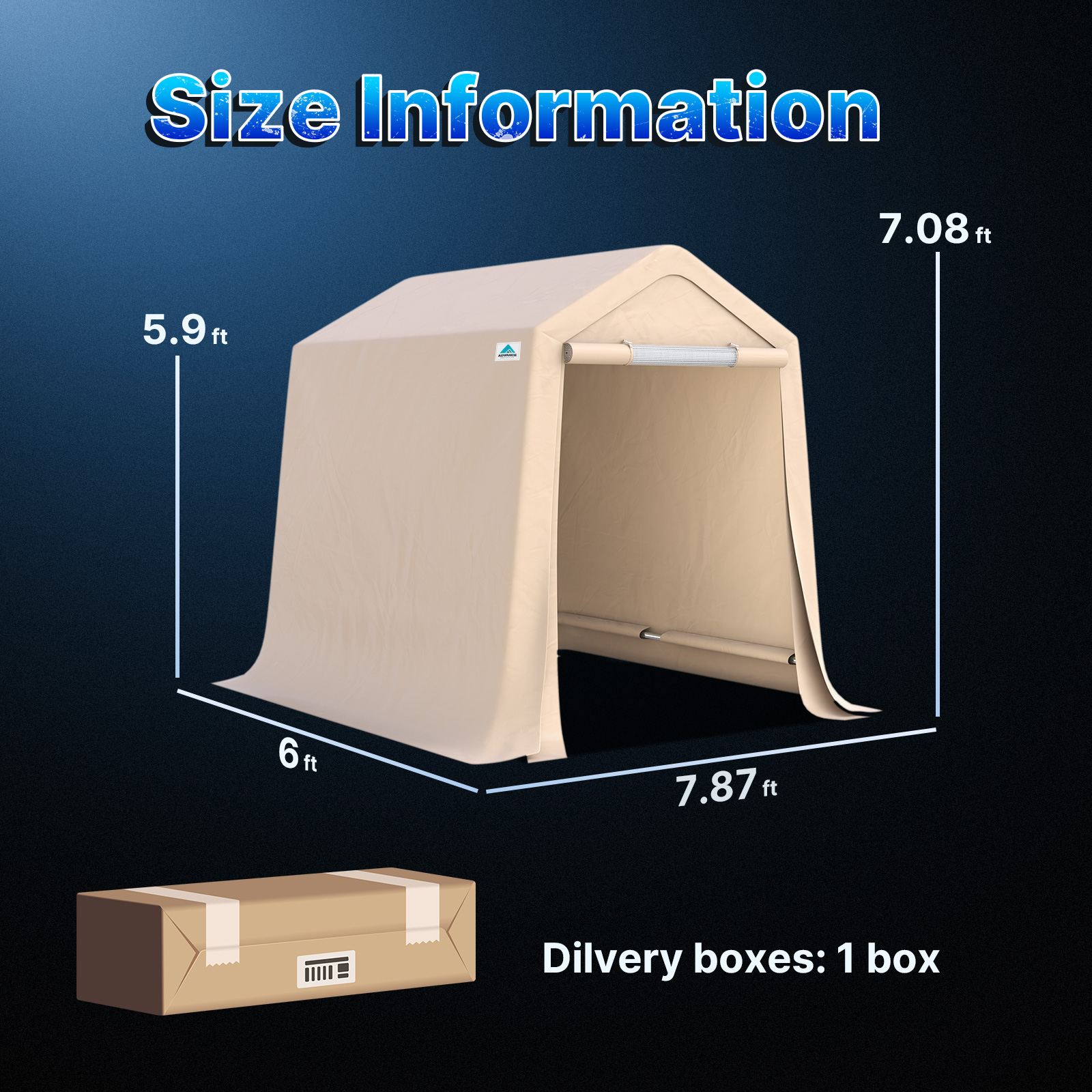 ADVANCE OUTDOOR 6.00 x 8.00 x 7.00 Ft Beige Carport