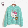thumbnail image 4 of Sudadera con capucha y estampado de HELLO KITTY para mujer, suéter informal holgado de manga larga en blanco y rosa, sudadera fina y elegante de talla grande para mujer, 4 of 5