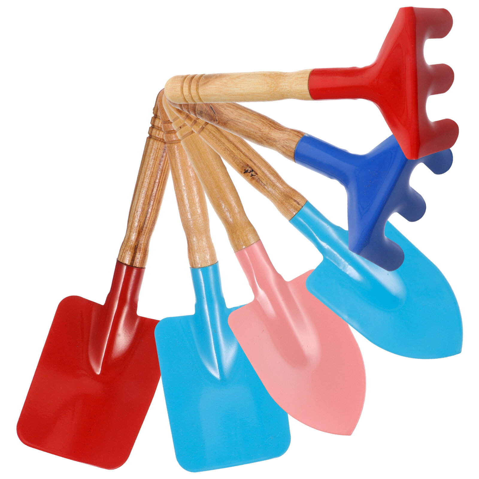 6PCS Children Garden Tool Iron Shovel Trowel Rake with Wooden Handle