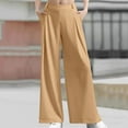 thumbnail image 2 of Pantalones casuales de cintura alta y pierna ancha para mujer: pantalones ligeros de poliéster y spandex., 2 of 7