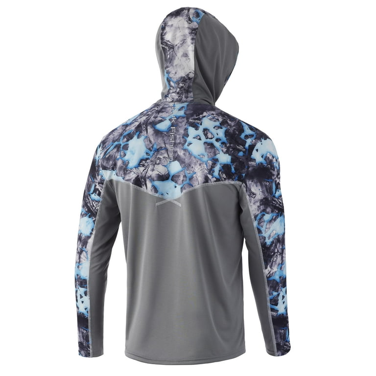 HUK Men's Standard Icon X Camo Hoodie UPF 50+ Long-Sleeve Fishing Shirt  (Mossy Oak Lightning, Medium) 