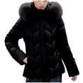 thumbnail image 6 of Sriper Women Winter Coats Thermal Zip up Long Sleeve Padded Jacket Fuzzy Hooded Stand Collar Windproof Quilted Jackets Loose Fit Soild Thicken Warm Outerwear 2025 Fashion Snow Coats with Pockets, 6 of 9