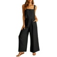 thumbnail image 3 of Lucakuins - Conjunto de pantalones de pierna ancha con banda elástica para mujer, 2 piezas, color sólido Lucakuins moda, 3 of 9