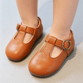 thumbnail image 5 of Domzle Wide Toe Box Toddler Mary Jane Dress Shoes Girl , Soft Upper, Hook & Loop T-strap, Non-slip Outsole Brown, 5 of 7