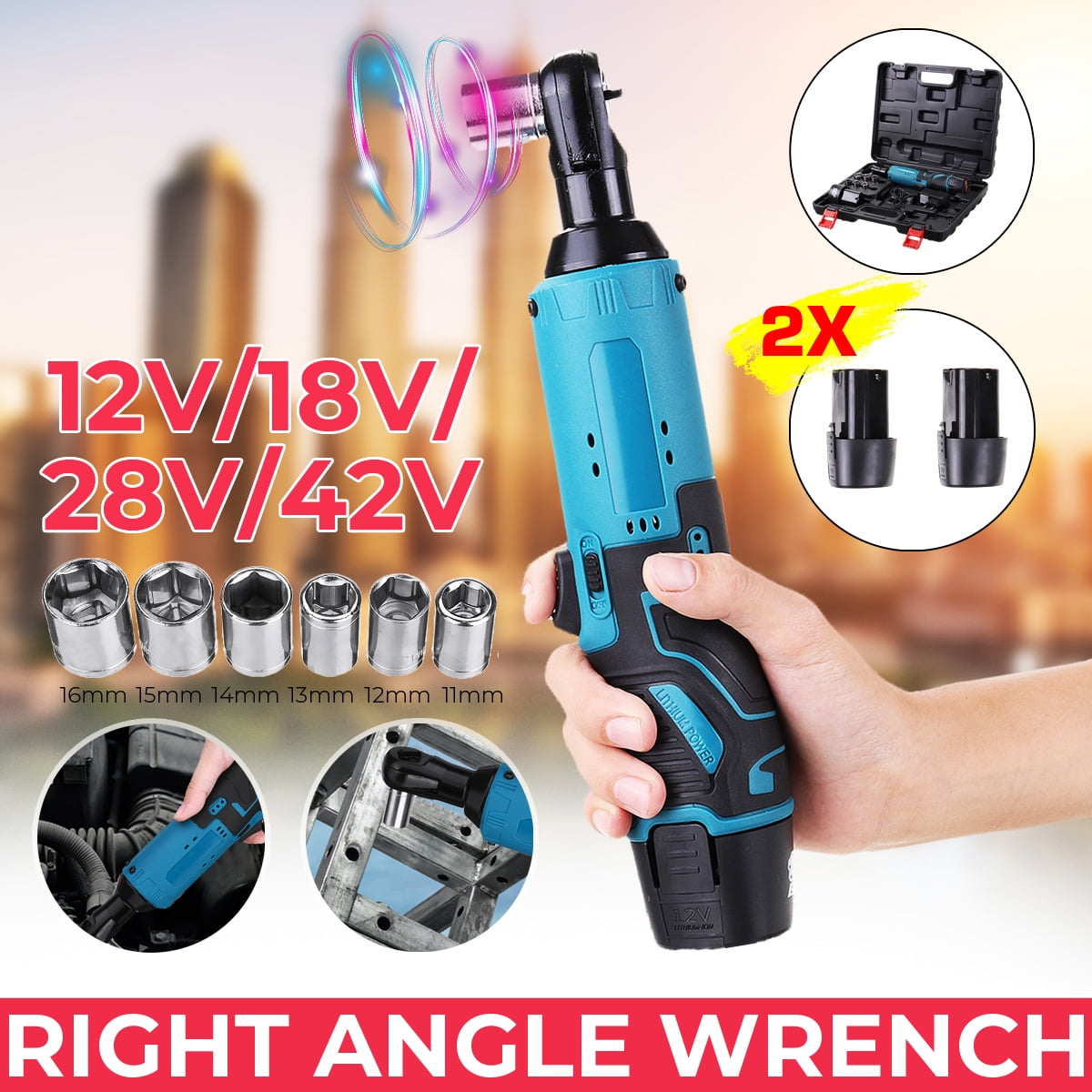 Electric Ratchet Wrench, 18V 3/8 Inch 57Nm Electric Cordless Right