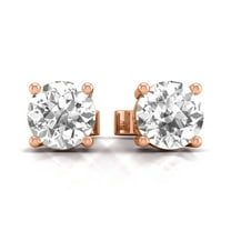 2 CTW Round Lab Grown Diamond Solitaire Stud Earrings with Basket Setting Pushbacks in 14K Rose Gold (E-F, VS1-VS2)
