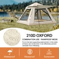 thumbnail image 5 of TOPCHANCES Family Camping Tent for 3-4 Person Automatic Opening Instant Pop Up Tent with Hammock for Outdoor Camping, Hiking, Traveling, Beige #C, 5 of 13