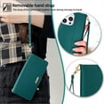 thumbnail image 6 of ELEHOLD for iPhone 15 Pro Max Wallet Case for Women Men with Gold Shoulder&Hand Strap Detachable Lanyard,Luxury PU Leather Kickstand Fully Shockproof Protective Case for iPhone 15 Pro Max,Green, 6 of 8