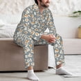 thumbnail image 7 of Gaeub White Popcorn Mens Pajamas Set Mens Sleepwear with Long Sleeve Top & Bottoms PJs-Small, 7 of 7