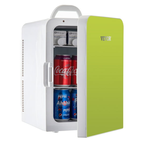 VEVOR Mini Fridge, 15 Liter/18 Can Personal Fridge, Green Mini Makeup Fridge, AC/DC Mini Skincare Fridge, Portable Cooler and Warmer for Skincare, Breast Milk, Foods, Medications, Bedroom and Travel