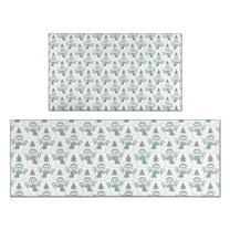 Light Blue Christmas Snowman Pattern Kitchen Rugs Sets Of 2,Anti Fatigue Kitchen Mat Rugs Non Slip Washable,Decorative Kitchen Floor Mats for Kitchen,Sink,Laundry,17"x30" 17"x47"