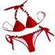 thumbnail image 2 of Trajes de baño Amzcrzy Tankini para mujer, trajes de baño, trajes de baño, bikini, traje de baño de color sólido para mujer + bañador y bikini de moda, traje de baño dividido rojo, S, 2 of 4