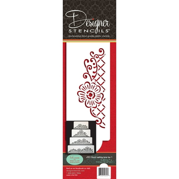 Floral Lace Netting Tier 1 Cake Stencil by Designer Stencils