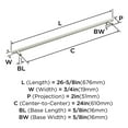 thumbnail image 6 of Amerock Bar Pulls 24 inch (610mm) Center-to-Center Satin Nickel Appliance Pull, 6 of 8