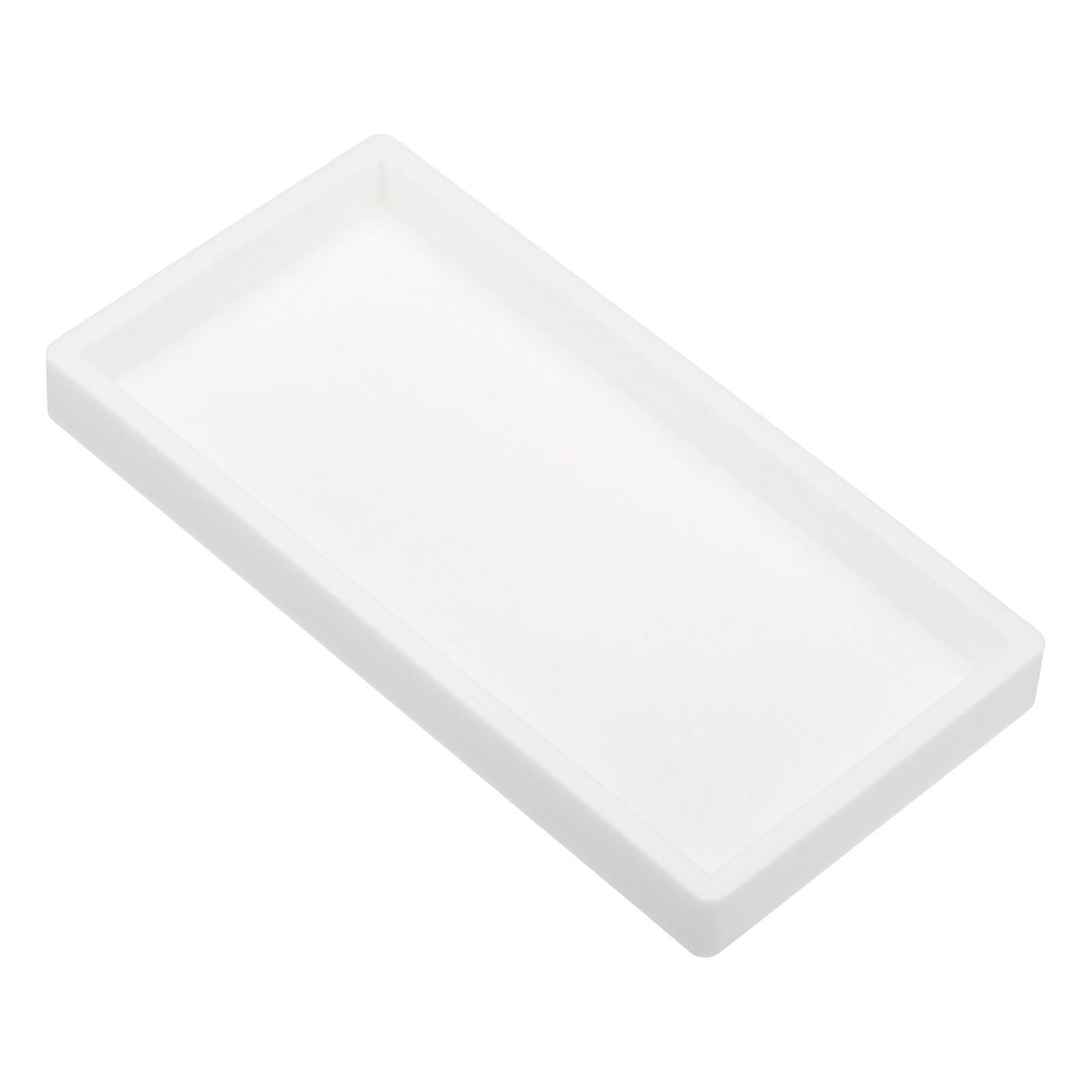 Unique Bargains Silicone Bathroom Tray Soap Dispenser Tray Holder White 8" x 4"