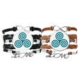 thumbnail image 1 of Wavy Curly Triangular Symmetry Bracelet Hand Strap Leather Rope Wristband Double Set, 1 of 3