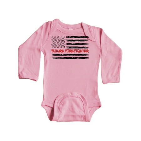 

Inktastic Future Firefighter- Distressed Flag Gift Baby Boy or Baby Girl Long Sleeve Bodysuit