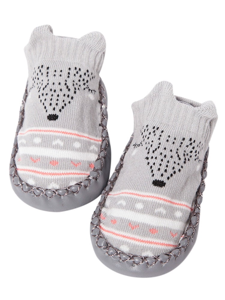 Cartoon Socks Kids Baby Girls Boys Anti-Slip Warm Socks Slipper Shoes Boots A2