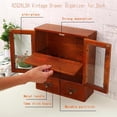 thumbnail image 4 of Rustic Vintage Mini Pine Counter Top Cabinet - 12" L x 4.7" W x 14" H with 2 Doors & 2 Drawers, Antique Apothecary Spice Cabinet for Kitchen, Bathroom, Office Organization & Storage(Brown), 4 of 8