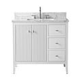 thumbnail image 3 of Vanity Art 36" Double Door Bathroom Vanity with Sink, Freestanding Storage Cabinet with Engineered Marble Top, Flip Down Tray, Drawer, and Shelf, 3 of 8