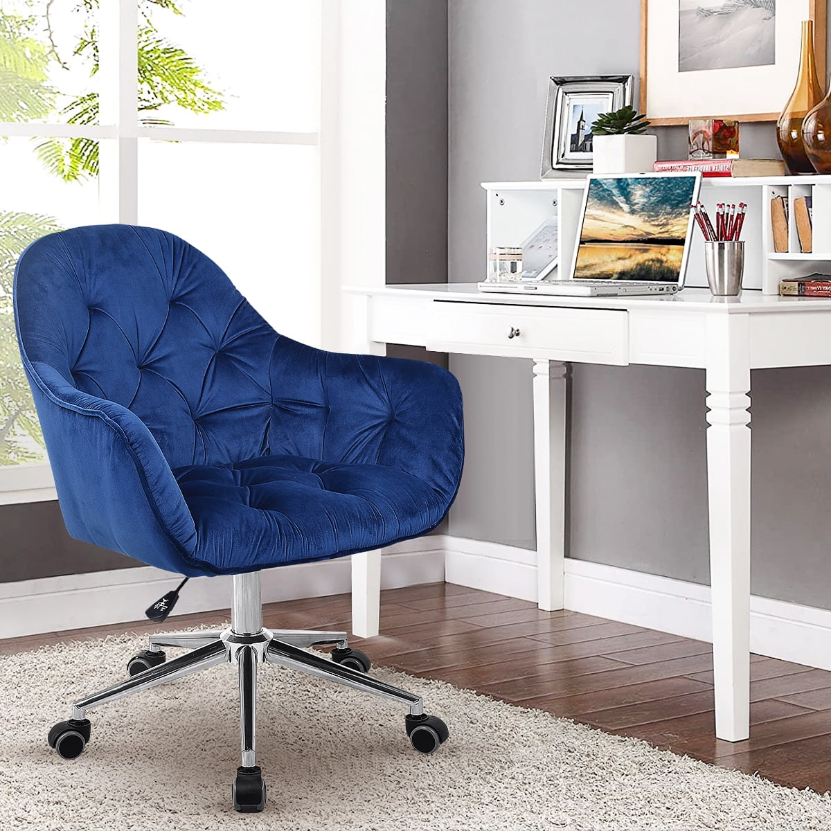Swivel Velvet Office Chair Desk Chairs with Wheels, Home Office