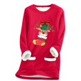 thumbnail image 1 of OJinShaWanO Sweatshirts Courts pour Femmes Chaussettes de Cerf de Noël pour Femmes Manches Col Rond Poche Pull Rembourré Chaud, 1 of 5