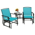 thumbnail image 2 of Costway Double Swing Glider Chair Rocker Glass Table Umbrella Hole Turquoise, 2 of 8