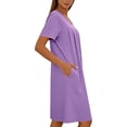 thumbnail image 5 of BUIGTTKLOP Nightgowns for Women Full Zip up Short Sleeve Nightshirts Crewneck Sleep Shirt Sleepdress Soft Pajama Dress Loungewear, 5 of 6