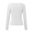 thumbnail image 5 of Women's Shirts Long Sleeve Solid Color Scoop Neck Cropped Tunic Tops Y2k Trendy Casual Slim Fit Stretch Comfy Blouses, 5 of 5