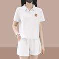 thumbnail image 1 of Traje deportivo de calle frito estilo sal para mujer, nuevo traje de dos piezas con pantalones cortos casuales pequeños y reductores de edad de estilo occidental holgado de verano, 1 of 4