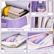 Lvelia School Bag Backpacks for Girls,Lightweight School Backpack for Kids Teens,Waterproof Student Shoulder Bookbag for Elementary Middle School,Purple