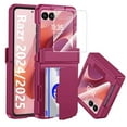 thumbnail image 1 of Vizvera para Motorola Razr 2024/Razr 2025 Funda de Teléfono con Tarjetero Bloqueo RFID, Protección de Bisagra Integrada, Protector de Pantalla-rojo Rosa, 1 of 9