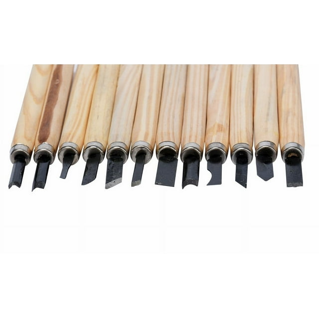 Clearance! Yuehao Beige Chisel 12Pcs Tool Hand Woodworking Woodworkers Set Wood Gouges Carving & Stationery12-Piece Set Of Wooden-Handled Carving Knives1 Set Of 12 Carving Knives