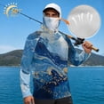 thumbnail image 3 of SEANATIVE Men's Sun Hoodie for Fishing, Long Sleeve Shirt UV Protection Cooling Full Coverage Fishing Pullover Top with Built-in Face Mask Neck Gaiter, S, Marble Blue Gold, 3 of 7