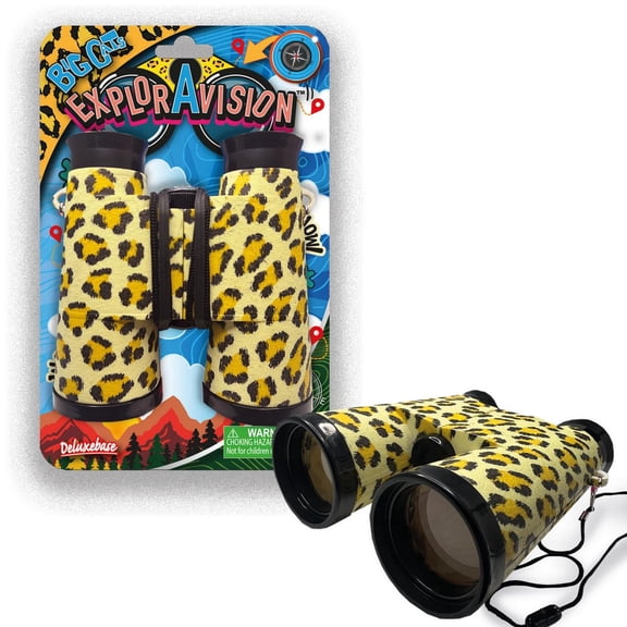 ExplorAvision - Big Cat Binoculars by Deluxebase. Compact Animal Binoculars for Kids Ages 3 . Educational Outdoor Explorer Toy for Boys and Girls.