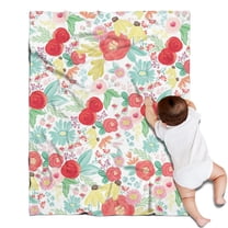 Pioneer Flower Floral Print Pattern Blanket,Comfortable Soft Lamb Wool Throw Blanket,All Season,Warm Lightweight Blankets for Sofa Bed Couch Living Room Chair,30"x40"