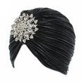 thumbnail image 2 of 320mm Golden Gorro turbante indio para mujer, gorro Hijab plisado de terciopelo suave para la cabeza, gorro con broche, joyería, 2 of 5