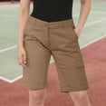 thumbnail image 3 of ZQUUVOU Women's Hiking Cargo Short Summer Solid Color Waistband Shorts with Pocket(Khaki,L), 3 of 8