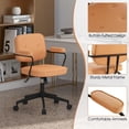 thumbnail image 4 of Giantex Mid Century Leather Office Chair, Height Adjustable Desk Chair w/Rocking Backrest, Upholstered Swivel Leisure Task Chair, 4 of 6