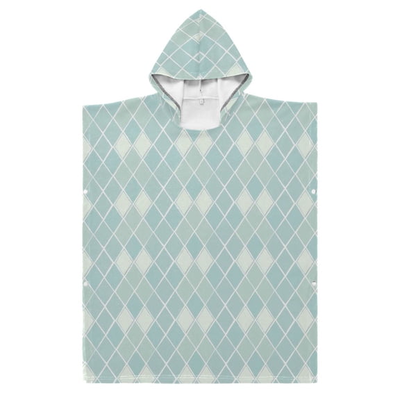 Kid Hooded Beach Towel Bath Poncho Towels Soft Absorbent Quick Dry for Boy Girl Clear Cerulean Block S