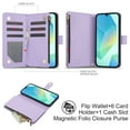thumbnail image 2 of ELEHOLD Premium Leather Wallet Case For Samsung Galaxy S25 Ultra, Zipper Folio with 6 Card Slots Cash Pocket Magnetic Closure Protective Flip Wallet Case Cover with Wrist/Shoulder Strap,Purple, 2 of 10