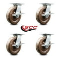 thumbnail image 2 of 8 Inch Heavy Duty High Temp Phenolic Caster Set with Roller Bearings and Brakes, 2 of 2