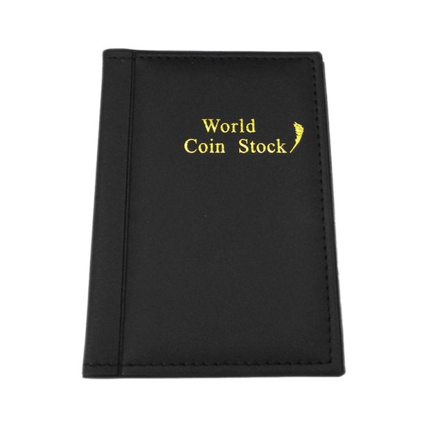 Ounissouiy 120 Coin Holder Collector Storage Money Book Pocket Leather Album PU Almacenamiento y organización del hogar Negro