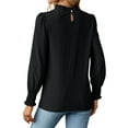 thumbnail image 6 of STARVNC Women Frill Mock Neck Flounce Long Sleeve Smocked Cuffs Shirt, 6 of 7