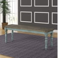 thumbnail image 1 of Roundhill Furniture Prato Two-Tone Wood Upholstered Dining Bench, Blue, 1 of 2