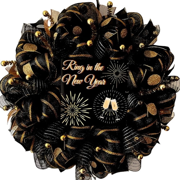 Ring In The New Year Handmade Deco Mesh Wreath
