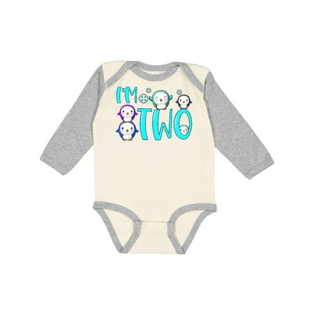 

Inktastic I m 2 Cute Penguin Birthday Party Gift Baby Boy or Baby Girl Long Sleeve Bodysuit