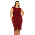 thumbnail image 4 of MOA Collection Women's Plus Size Sleeveless Sheath Dress Knife PleatsTulip Skirt Front Sash Detail, 4 of 6